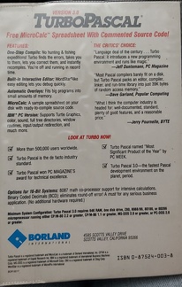 Turbo Pascal for CP/M back cover